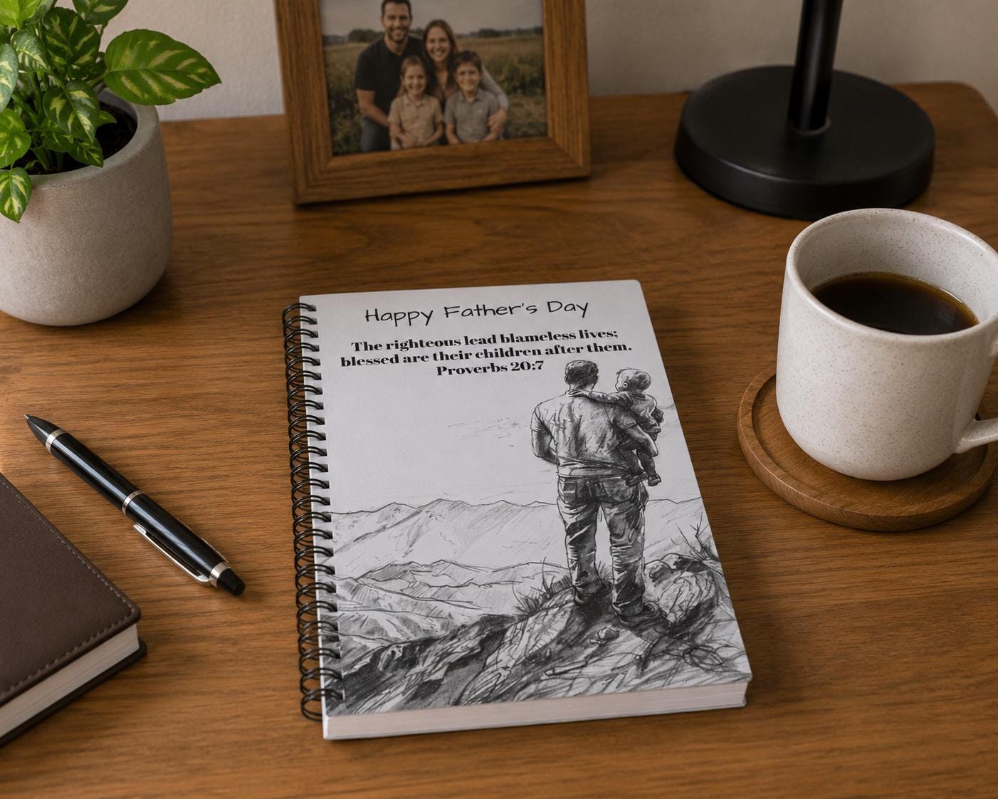 Father's Day Spiral Notebook - Ruled Line - Proverbs 20:7