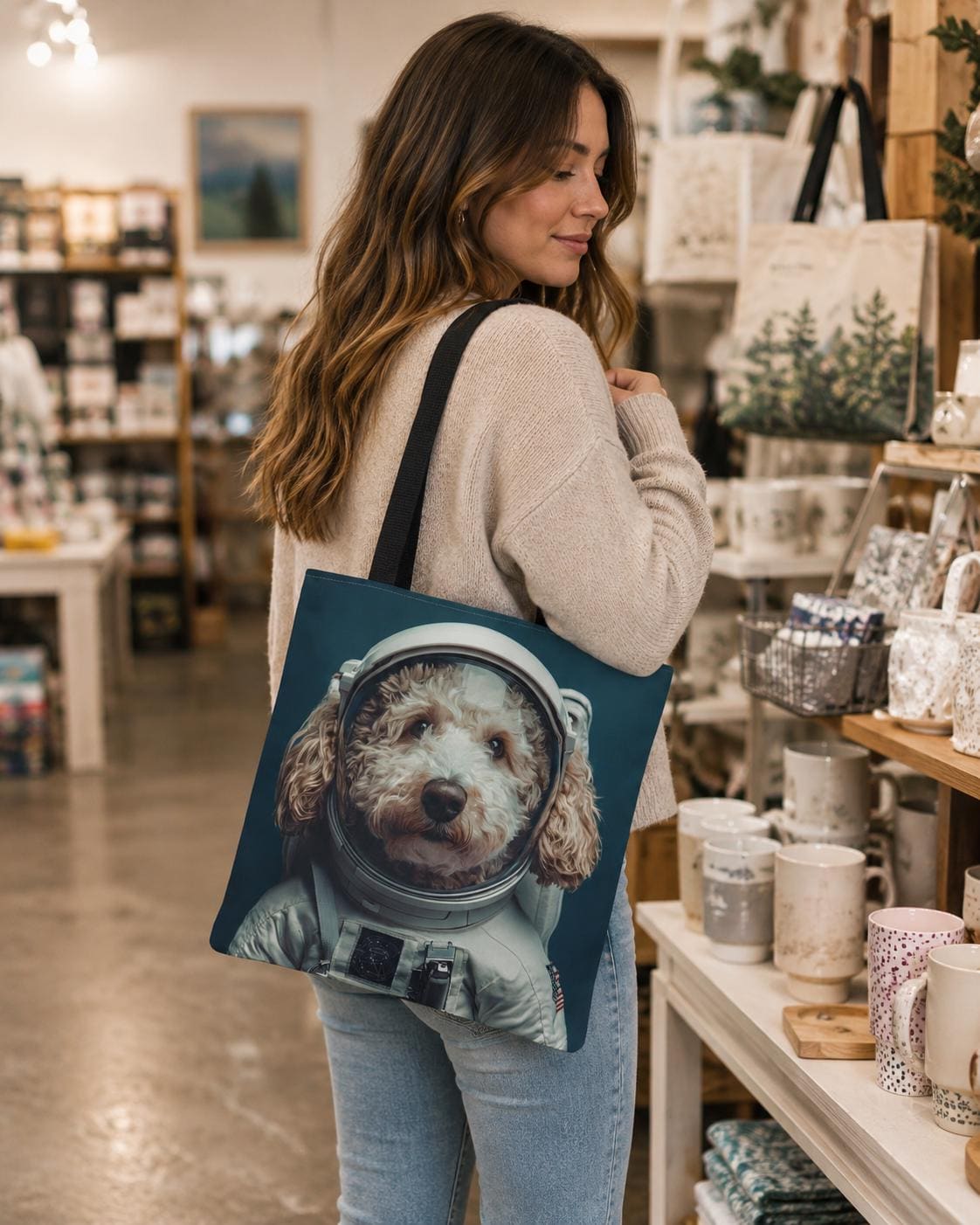 Astronaut Goldendoodle Tote Bag: Space Dog Lover Carryall