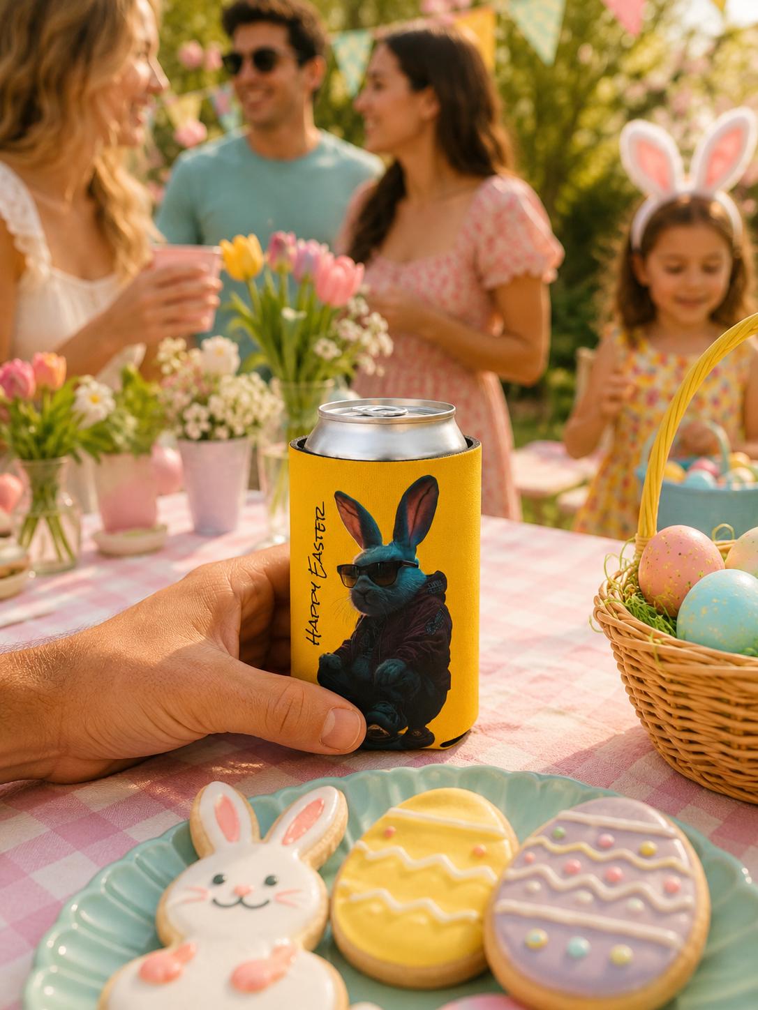 Easter Bunny Can Cooler: Festive Holiday Beverage Sleeve