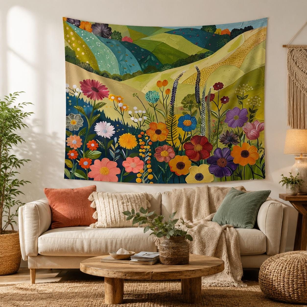 Retro Blooms Wall Tapestry Part Three