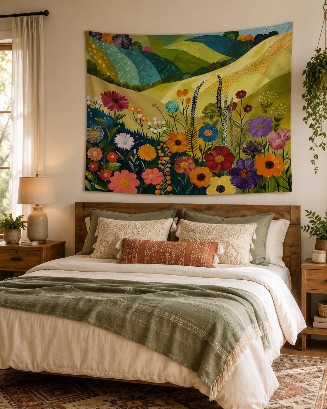 Retro Blooms Wall Tapestry Part Three